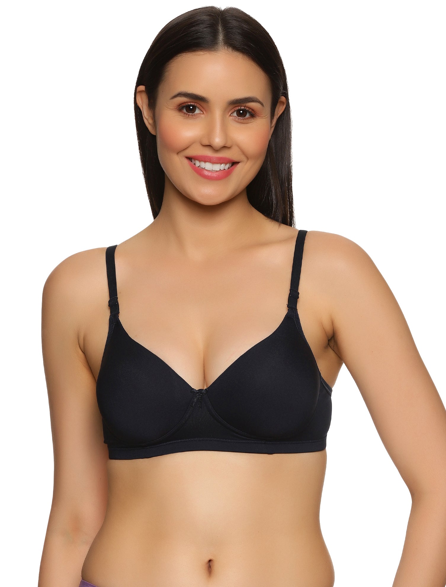 Pack of 4 Bra Signature Thin Padded High Coverage Seamless Everyday Bra with Detachable Straps Red, Maroon, Black & English Blue