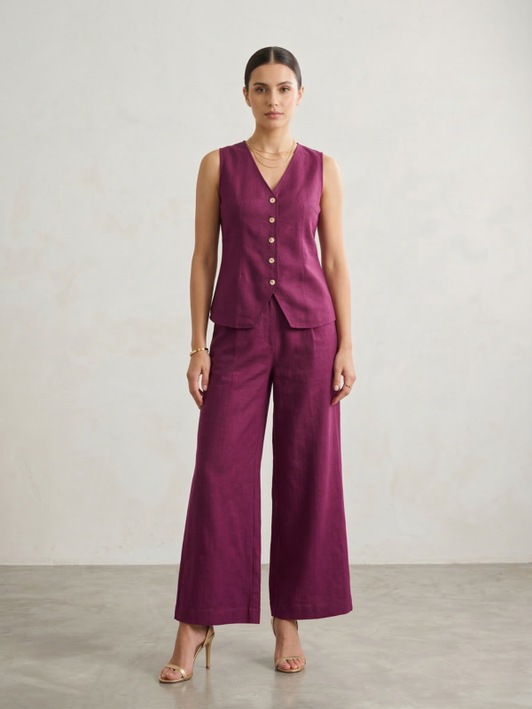 Linen Waistcoat & Trousers Co-ord Set