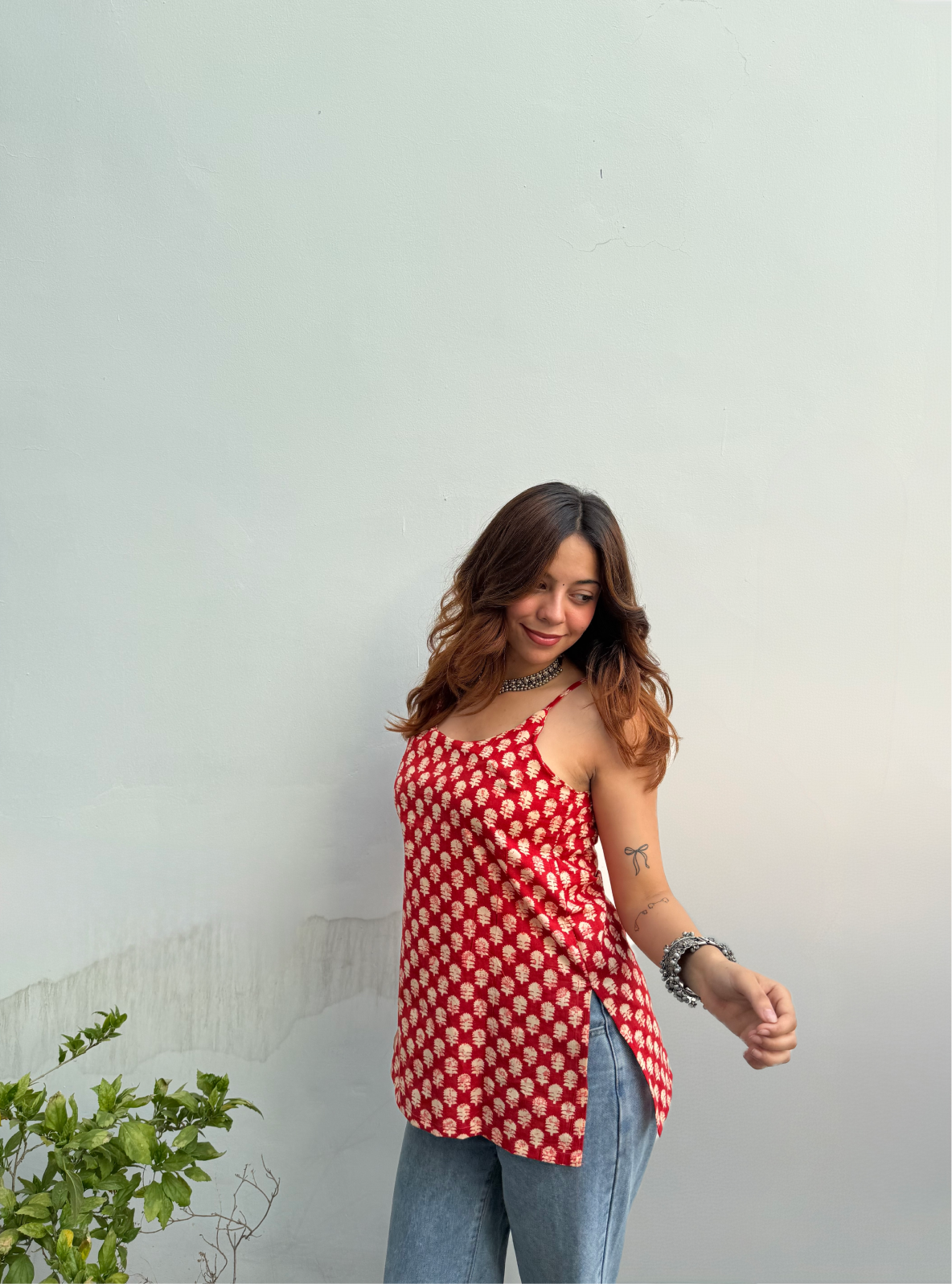 Gulnaar Cotton Strappy Kurti Top
