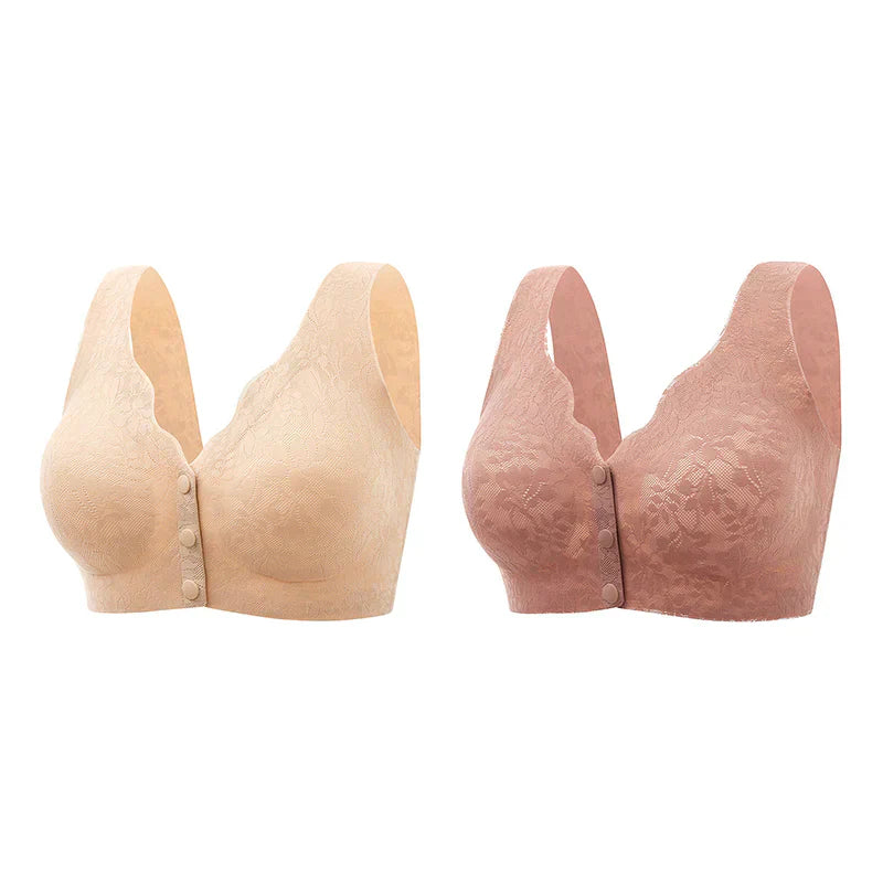 Front Button Buckle Sleep Bra for women Green, Pink & Beige (Pack of-3)
