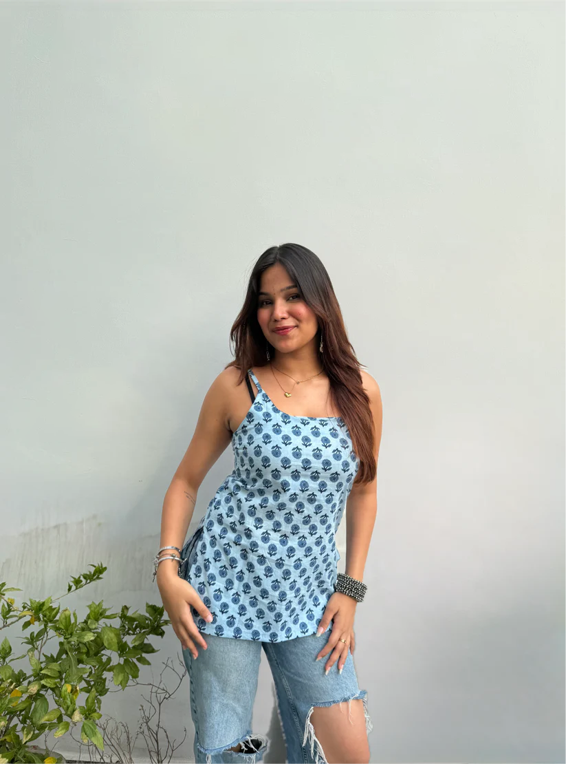 Gulnaar Cotton Strappy Kurti Top