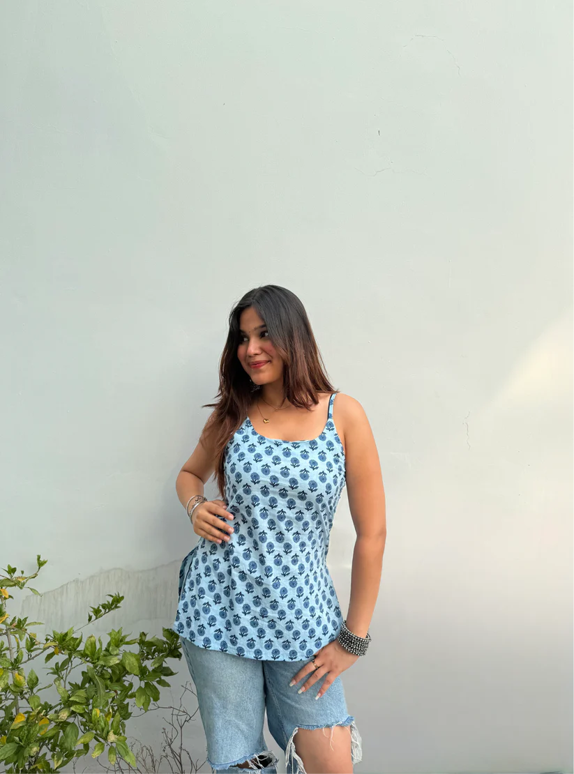 Gulnaar Cotton Strappy Kurti Top