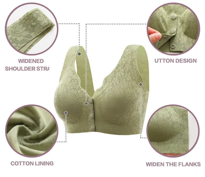 Front Button Buckle Sleep Bra for women Green, Pink & Beige (Pack of-3)