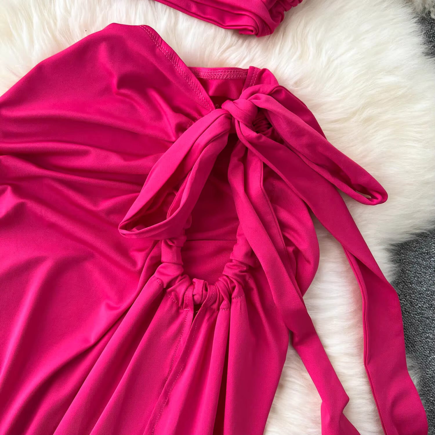 Fuchsia Luxe One-Shoulder Asymmetric Dress