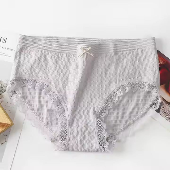Pastel Lace-Edged Mid-Rise Briefs – Everyday Essentials (Random Any 4 Color)