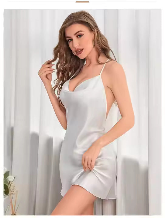 Butterfly Lace Open Back Satin Chemise