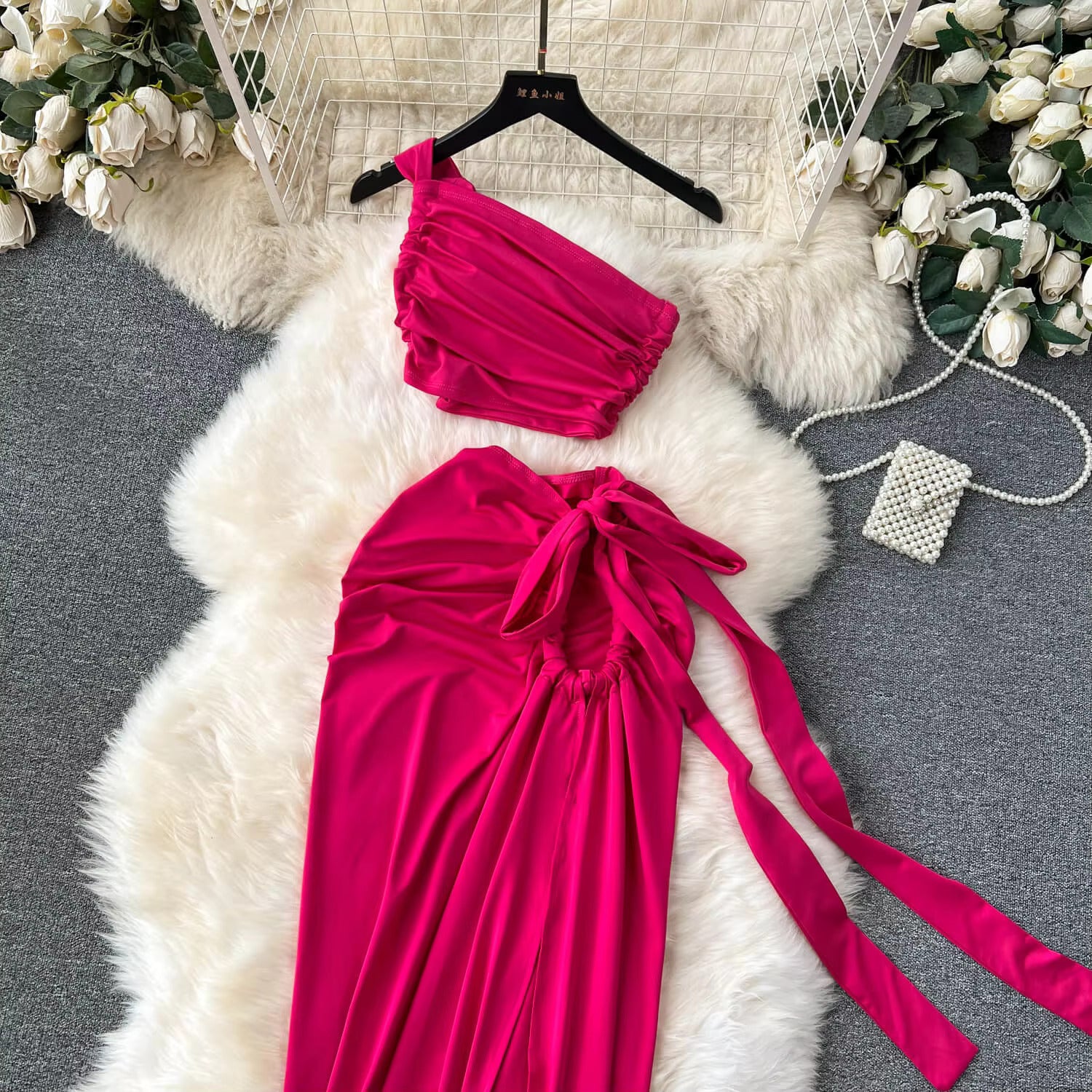 Fuchsia Luxe One-Shoulder Asymmetric Dress
