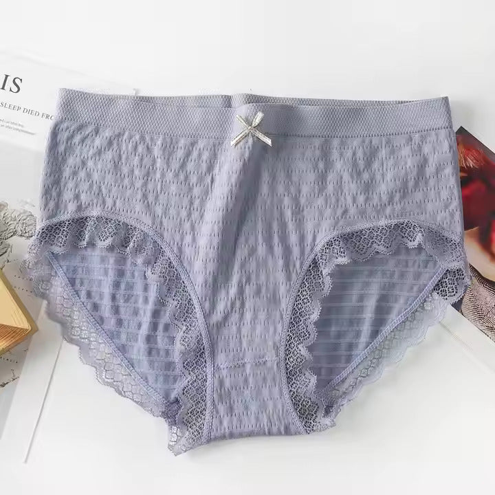 Pastel Lace-Edged Mid-Rise Briefs – Everyday Essentials (Random Any 4 Color)
