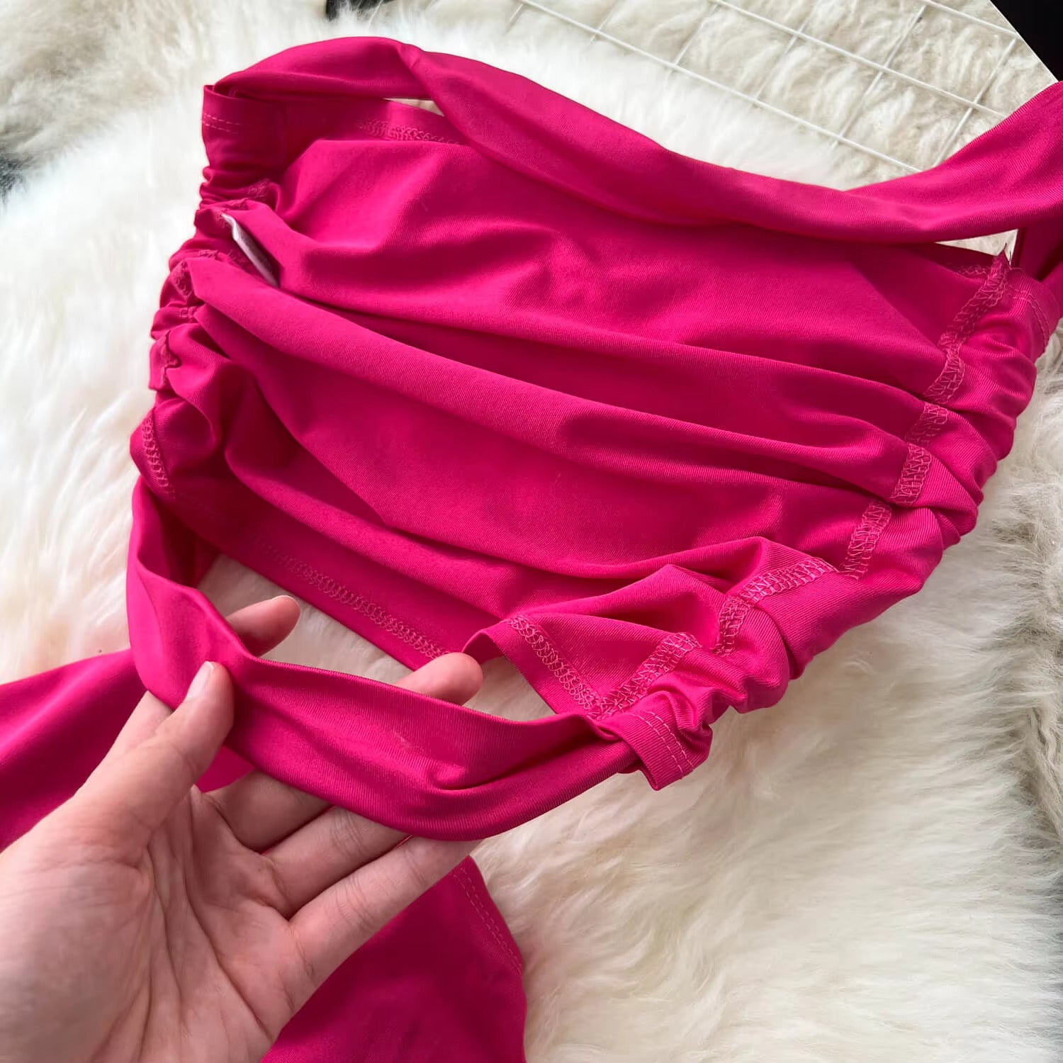 Fuchsia Luxe One-Shoulder Asymmetric Dress