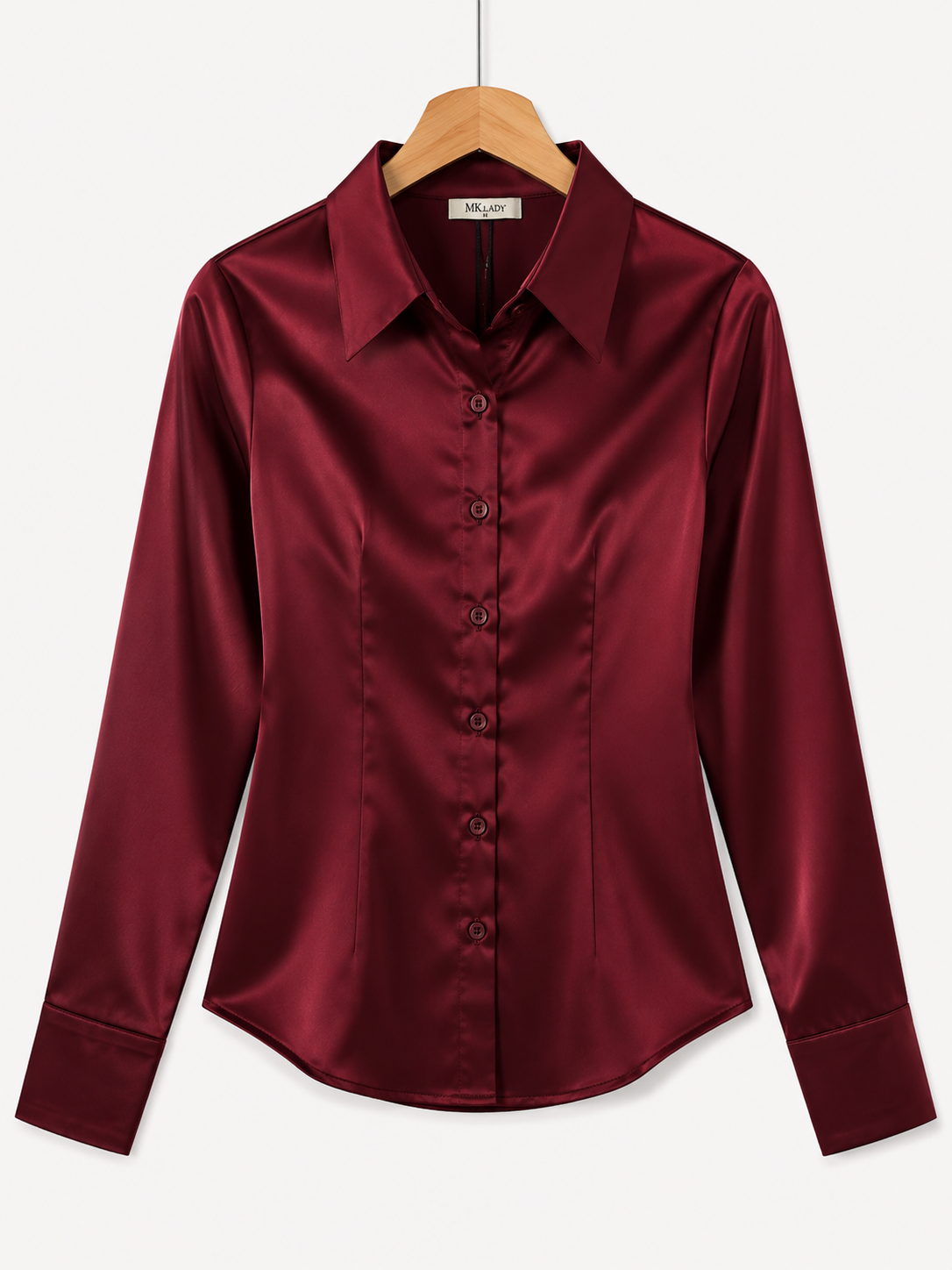 Wine Red Luxe Satin Corset Shirt – Sculpted Fit Edition
