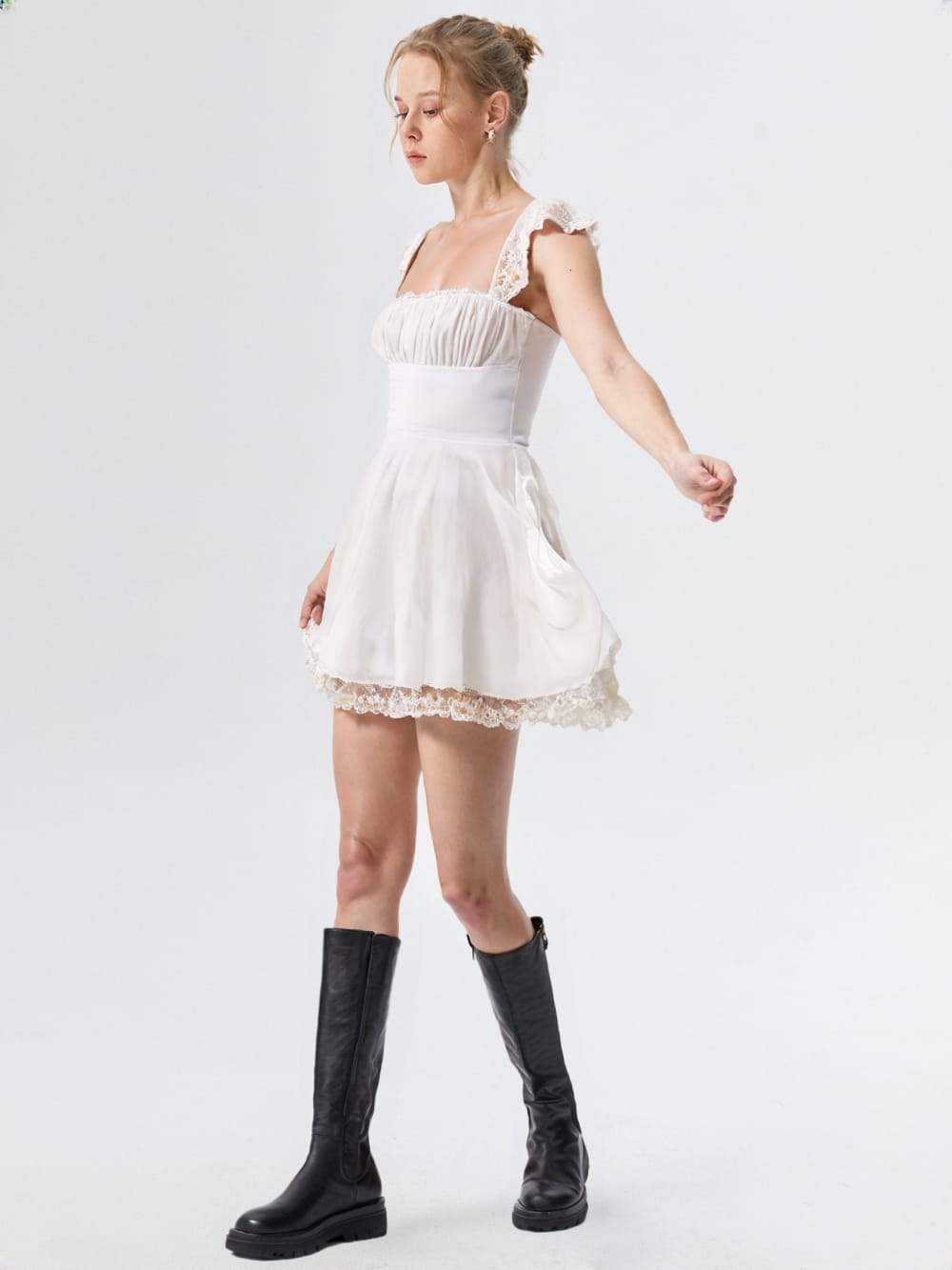 Lace Midi Dress White – Elegance