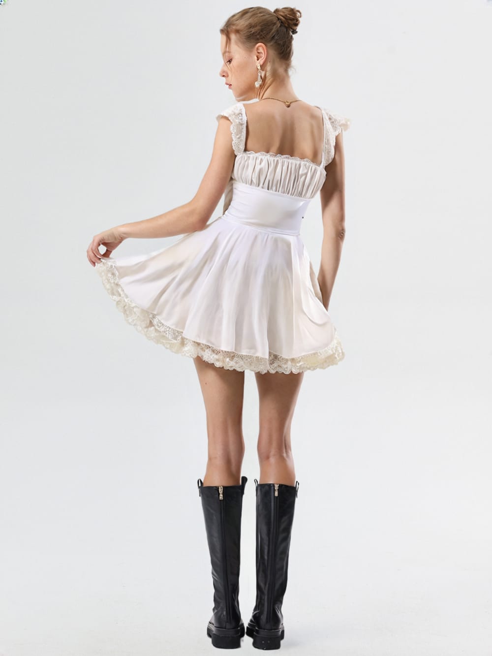 Lace Midi Dress White – Elegance