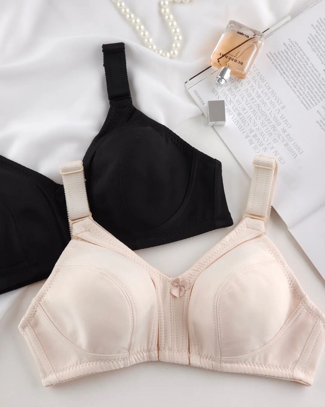 Luxurious Women’s Seamless Padded Cups Wireless Bra (Beige & Black) Pack of-2