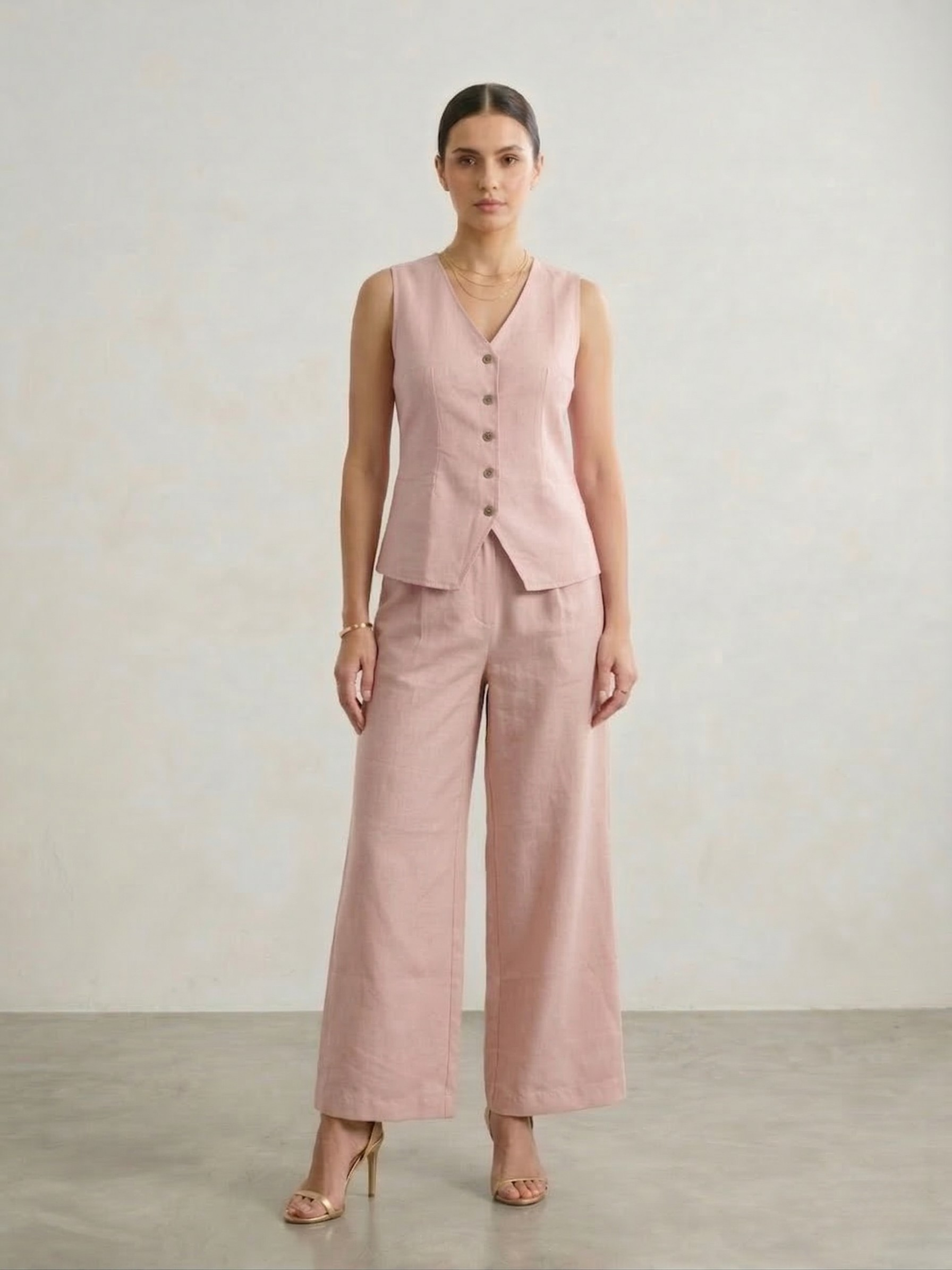 Linen Waistcoat & Trousers Co-ord Set