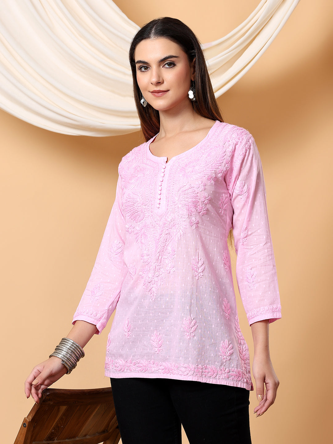 Noor Ethnic Charm Chikankari Short Kurti