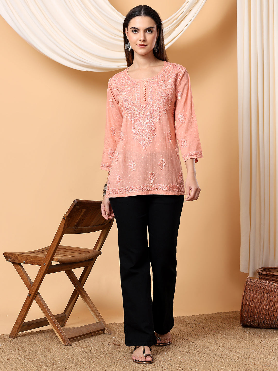 Noor Ethnic Charm Chikankari Short Kurti