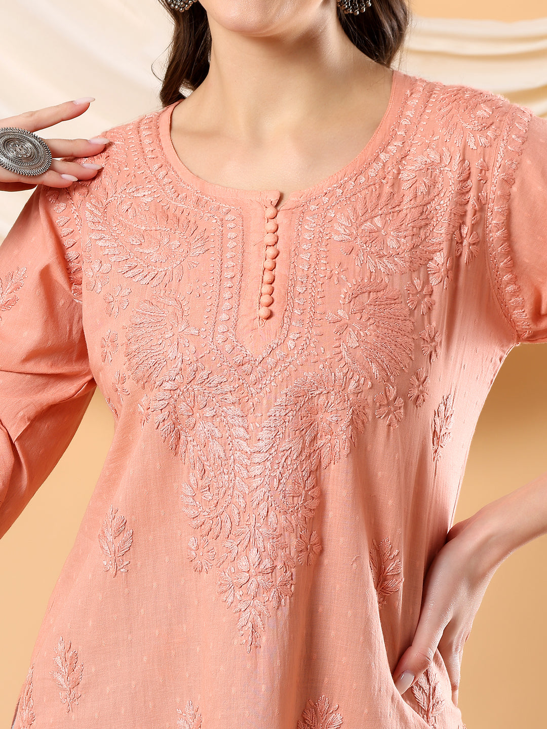 Noor Ethnic Charm Chikankari Short Kurti