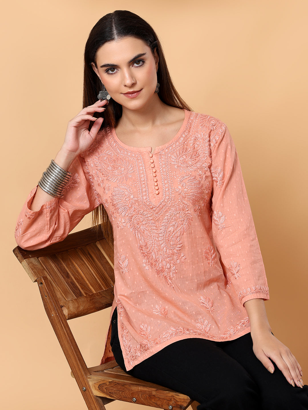 Noor Ethnic Charm Chikankari Short Kurti