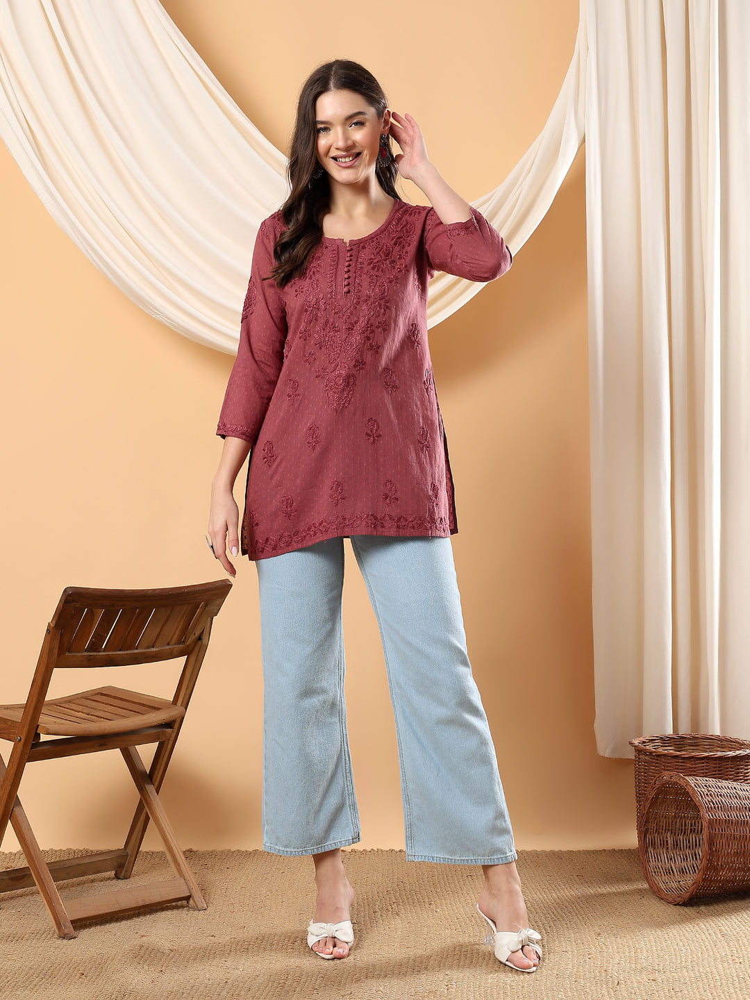 Noor Ethnic Charm Chikankari Short Kurti
