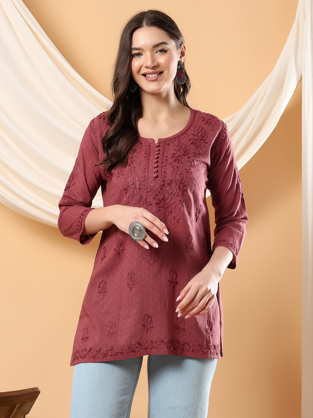 Noor Ethnic Charm Chikankari Short Kurti