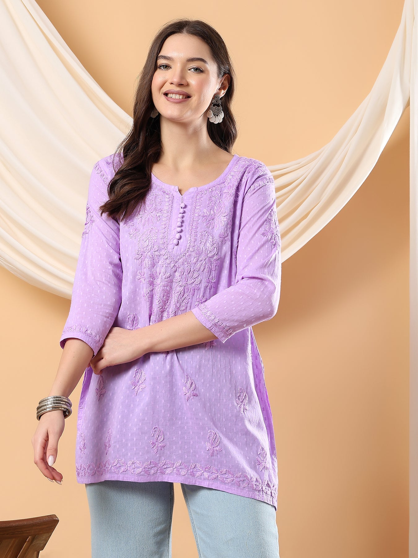 Noor Ethnic Charm Chikankari Short Kurti