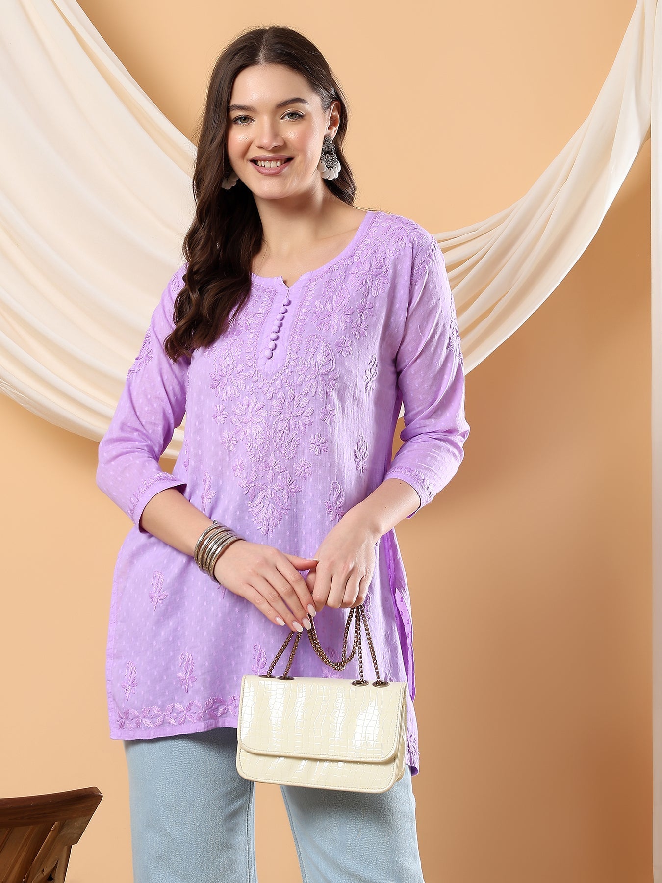 Noor Ethnic Charm Chikankari Short Kurti