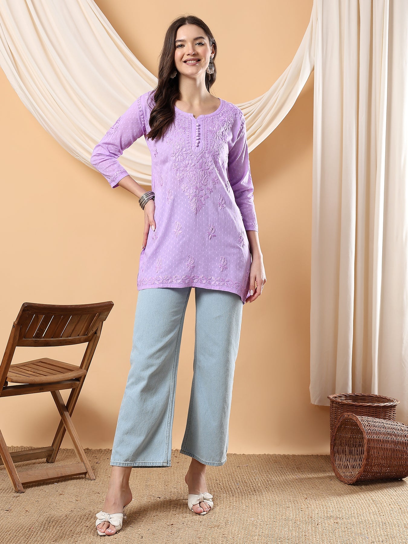 Noor Ethnic Charm Chikankari Short Kurti