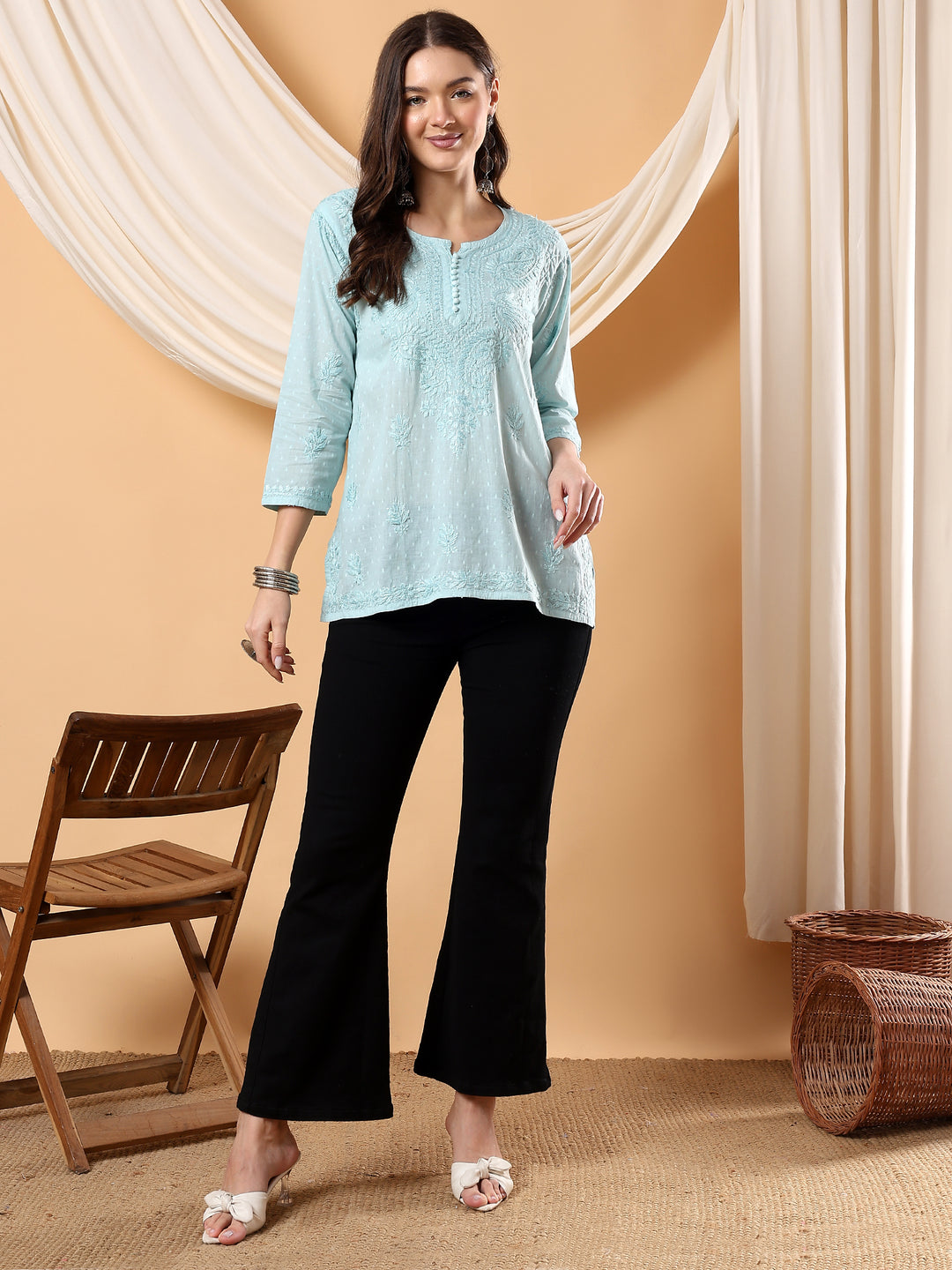 Noor Ethnic Charm Chikankari Short Kurti