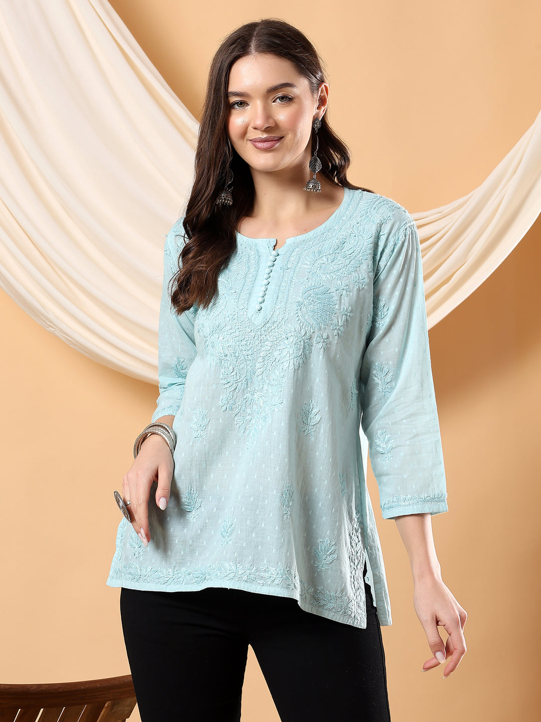 Noor Ethnic Charm Chikankari Short Kurti