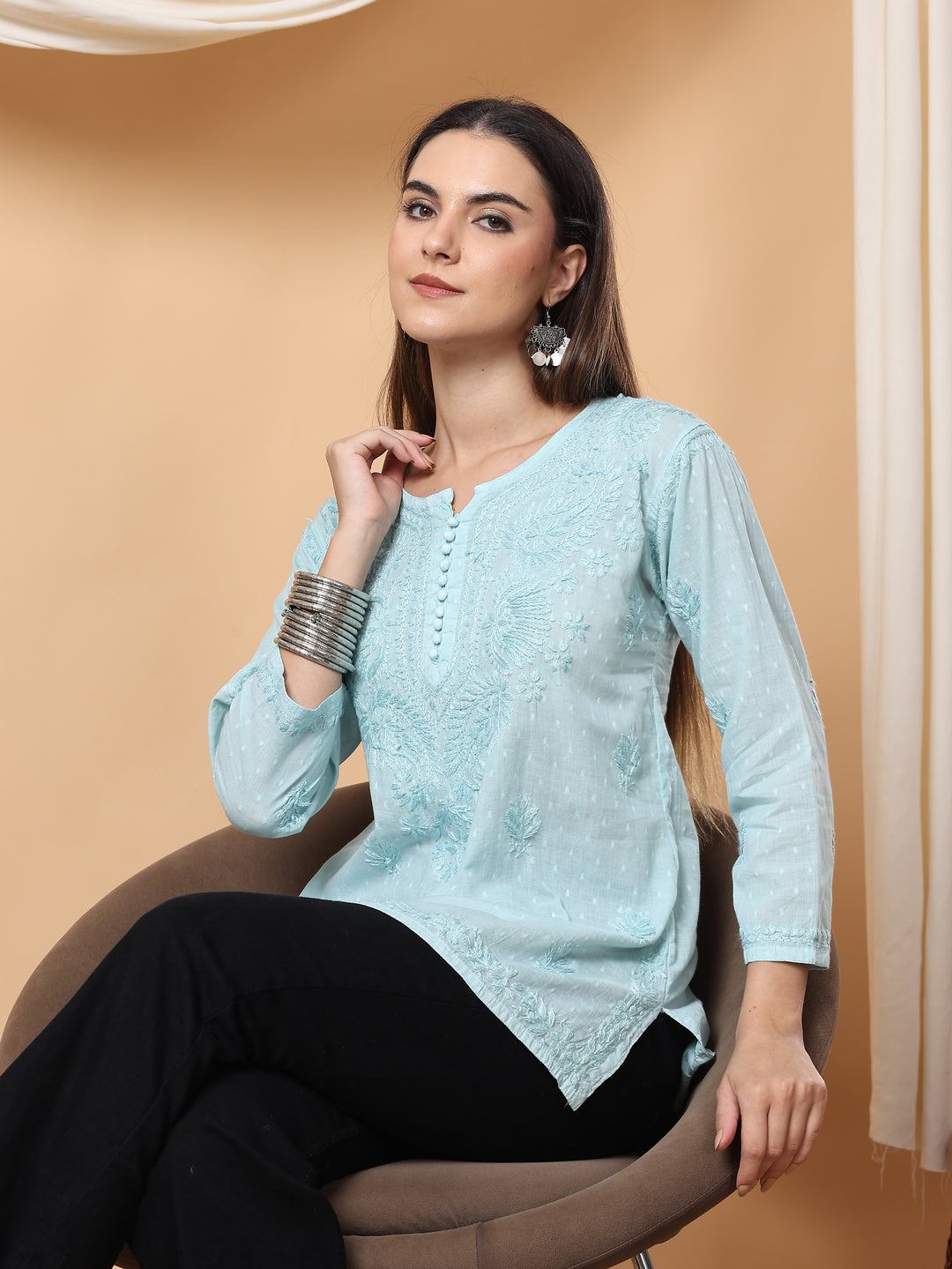 Noor Ethnic Charm Chikankari Short Kurti
