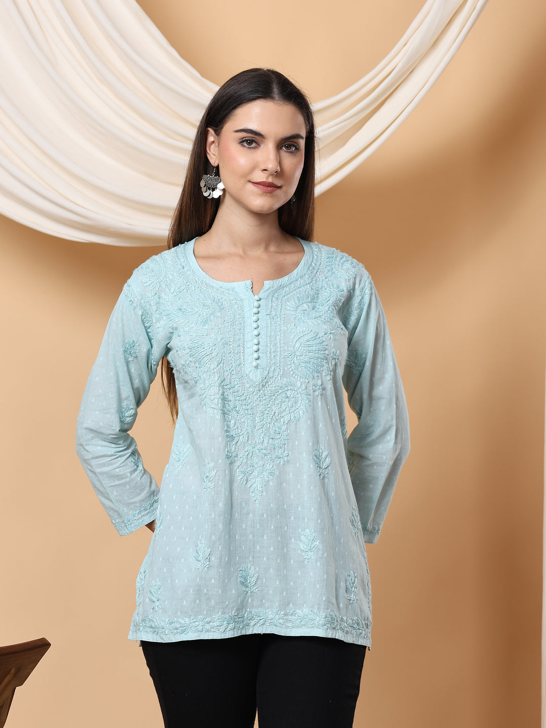 Noor Ethnic Charm Chikankari Short Kurti