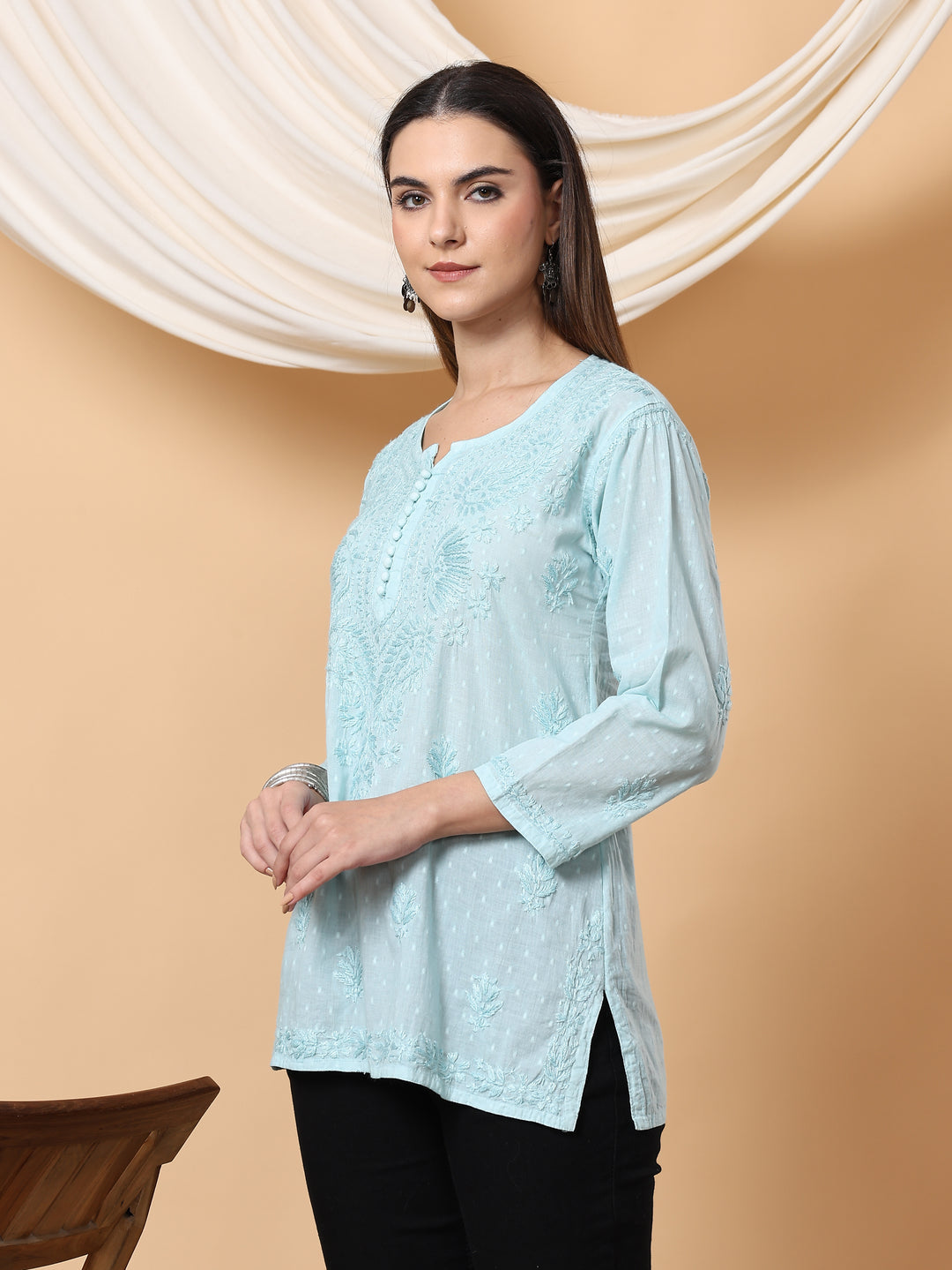 Noor Ethnic Charm Chikankari Short Kurti