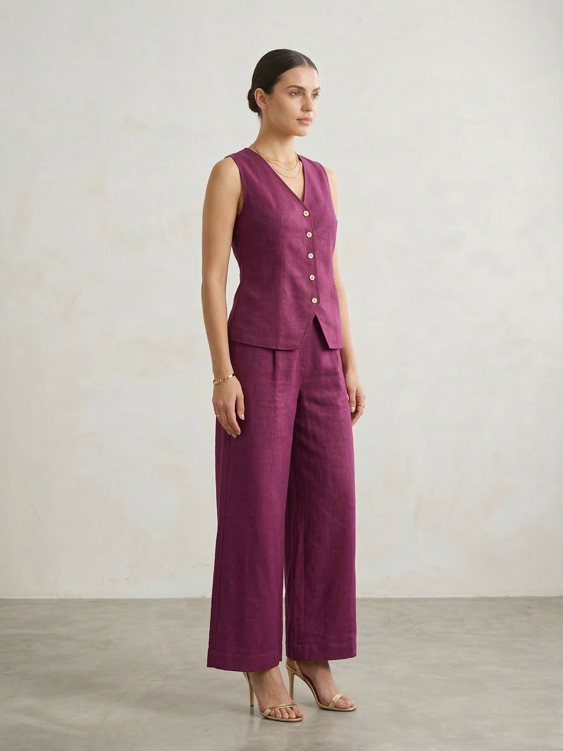 Linen Waistcoat & Trousers Co-ord Set