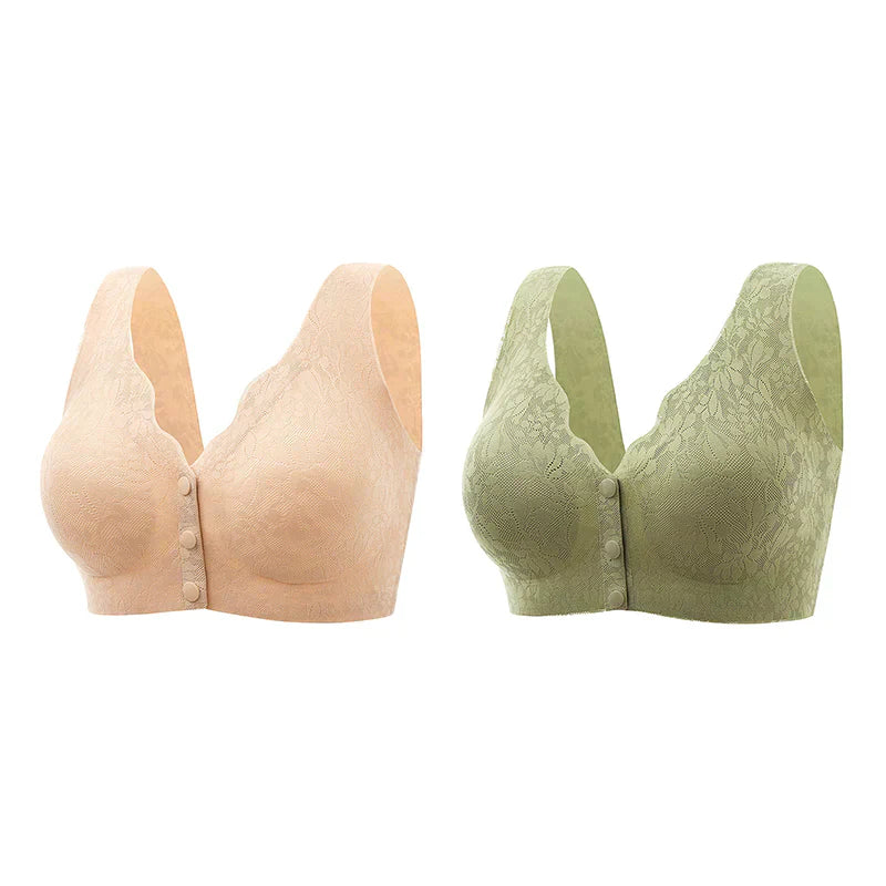 Front Button Buckle Sleep Bra for women Green, Pink & Beige (Pack of-3)