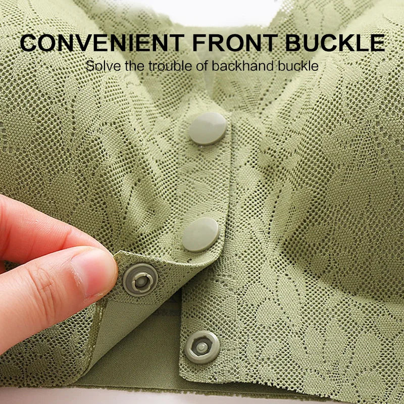 Front Button Buckle Sleep Bra for women Green, Pink & Beige (Pack of-3)
