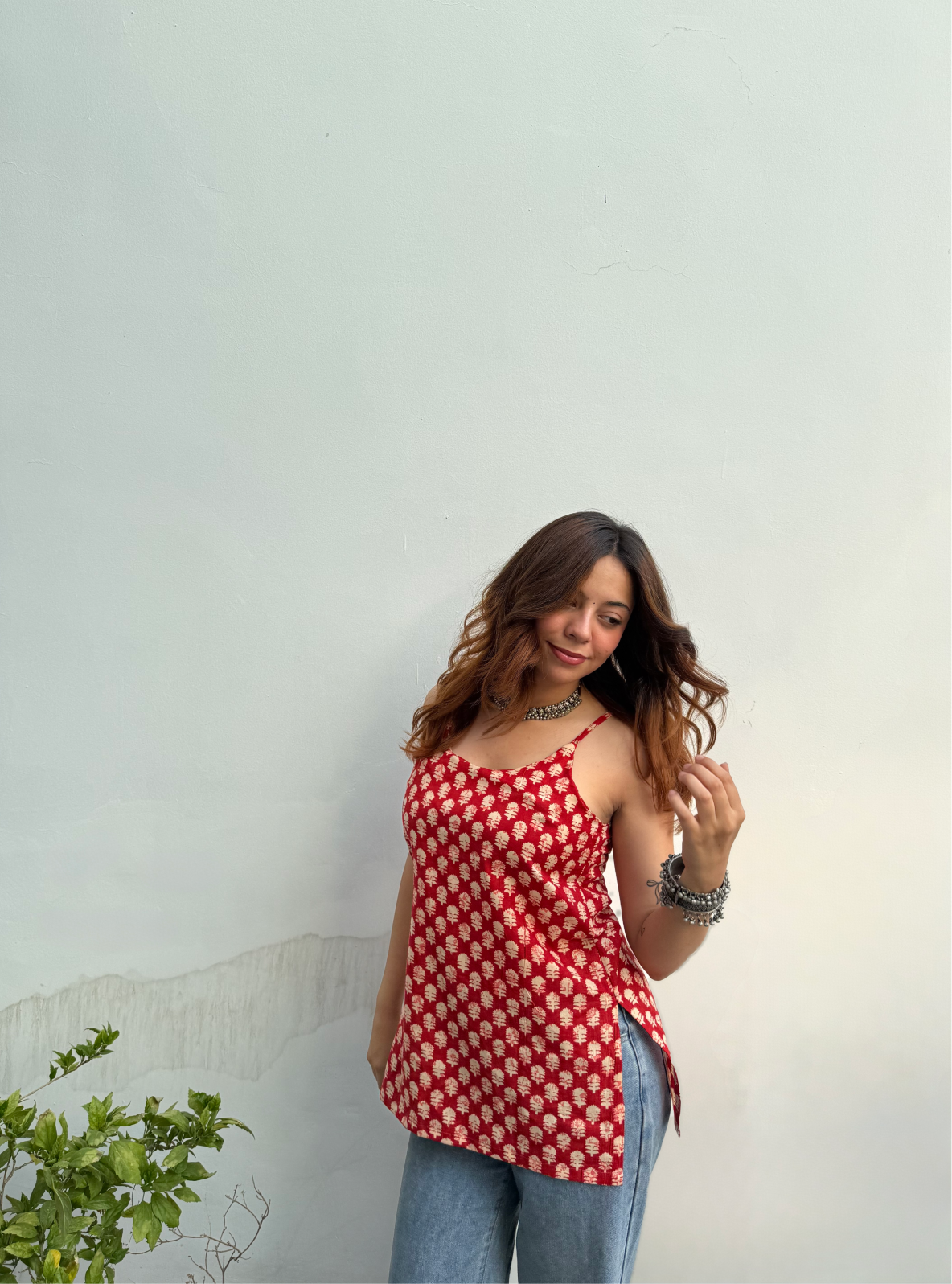 Gulnaar Cotton Strappy Kurti Top