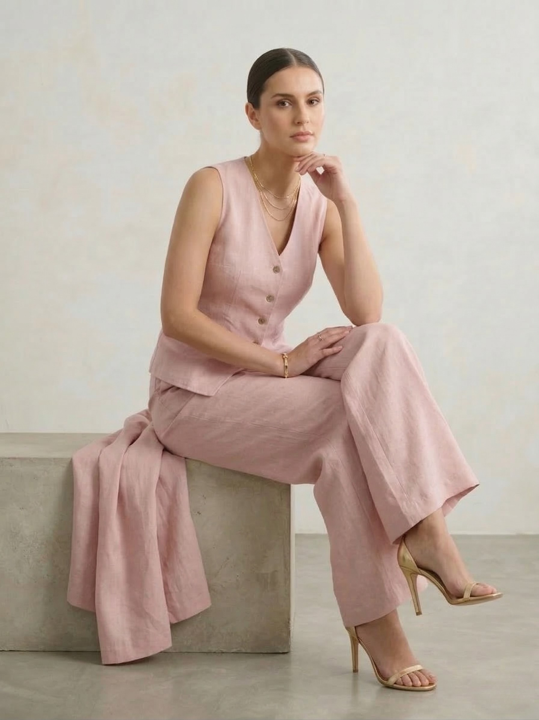 Linen Waistcoat & Trousers Co-ord Set