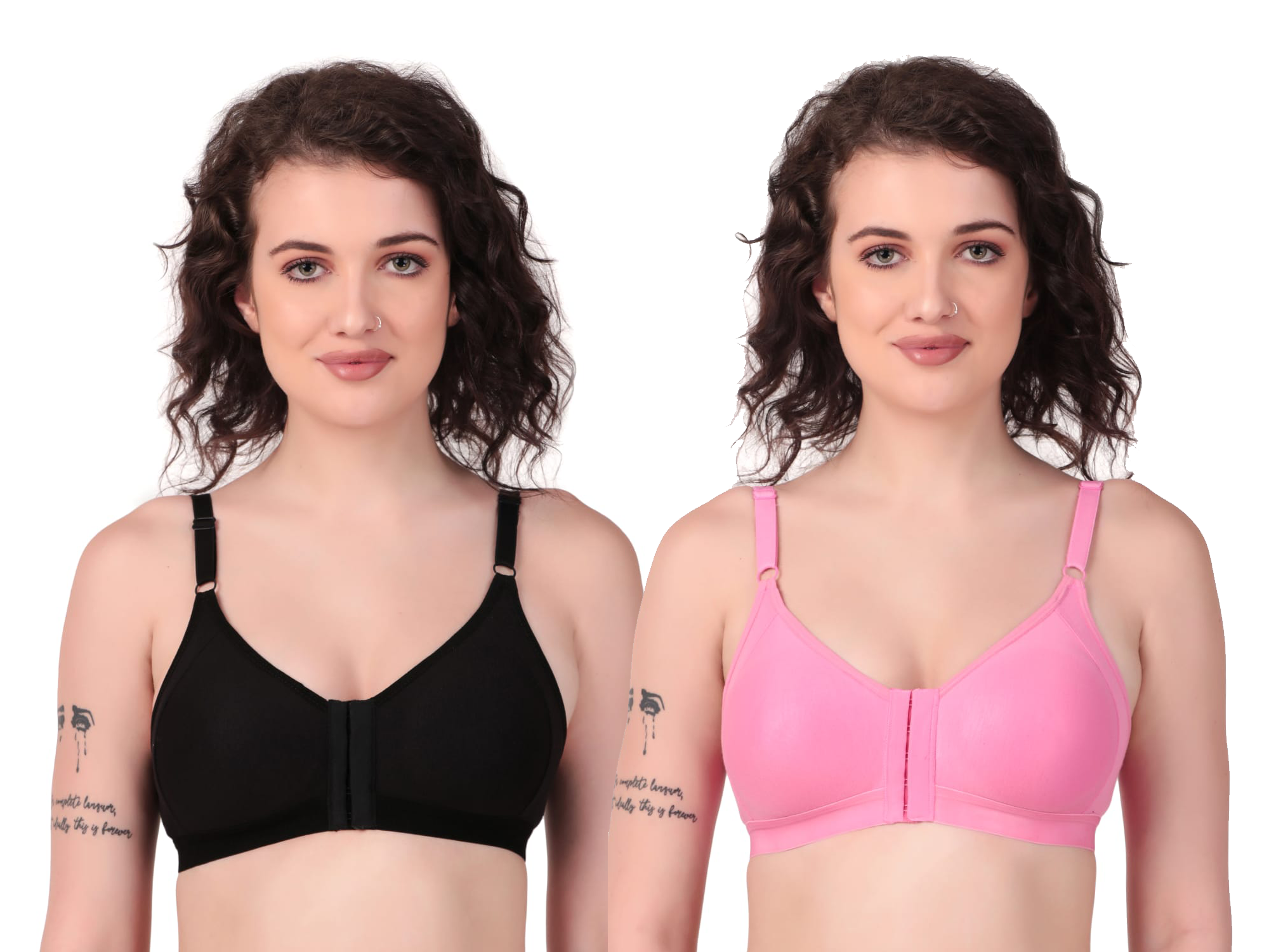 Full Coverage Non Padded Front Open Bra 5-Hook (Pack of 2)