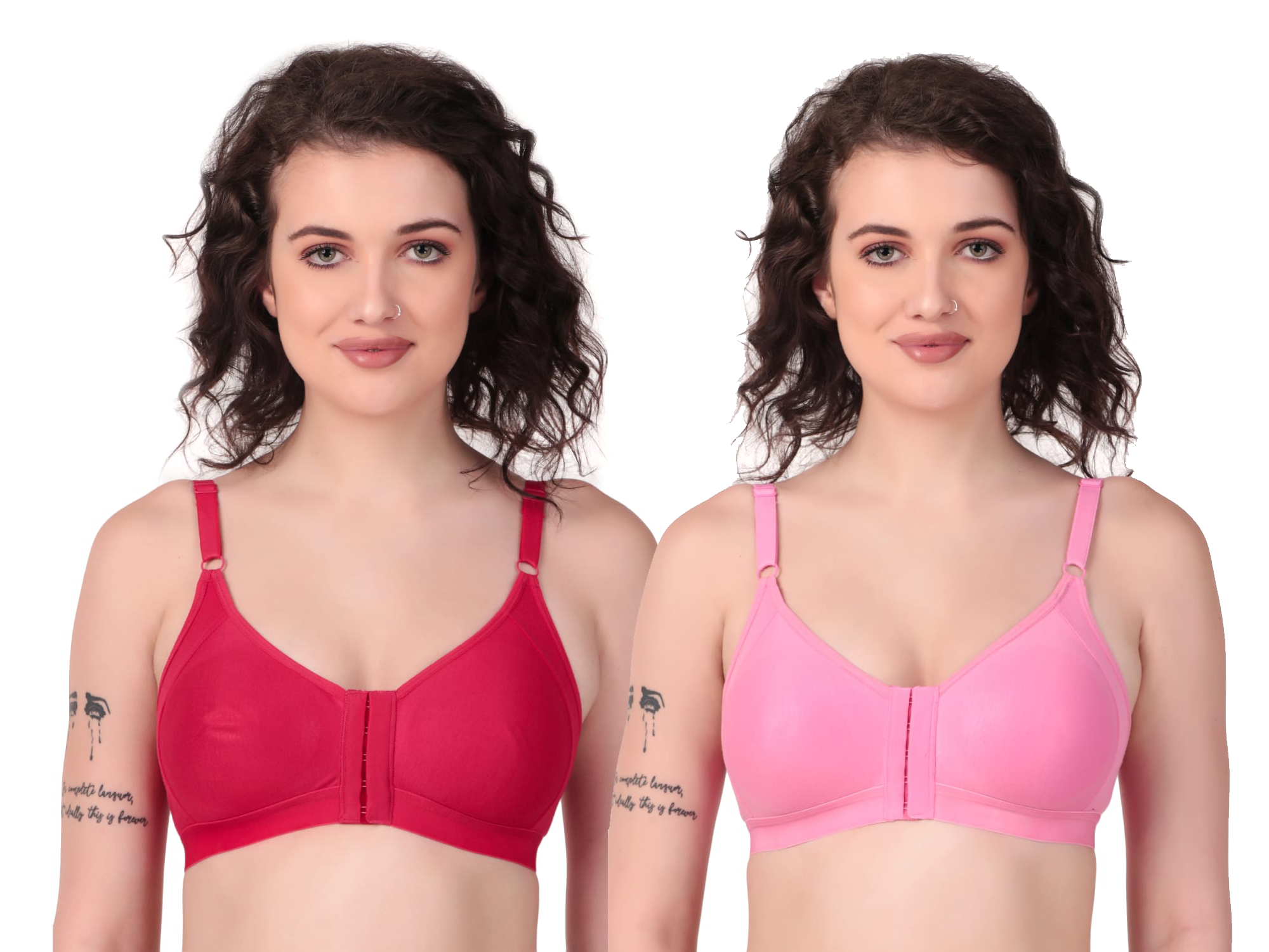 Full Coverage Non Padded Front Open Bra 5-Hook (Pack of 2)