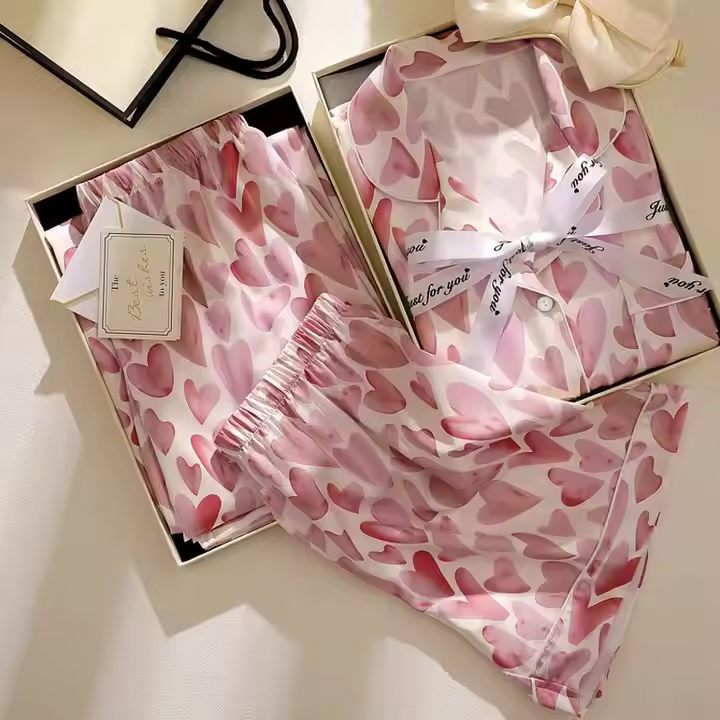 Summer Ins New Simple love Petals Homewear 3-Piece Suit