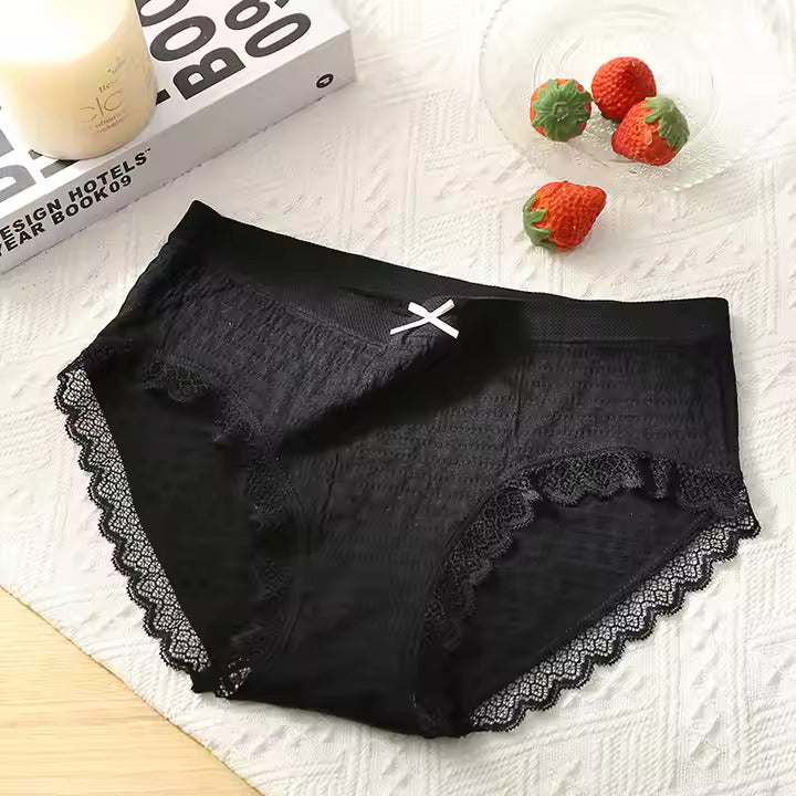 Pastel Lace-Edged Mid-Rise Briefs – Everyday Essentials (Random Any 4 Color)