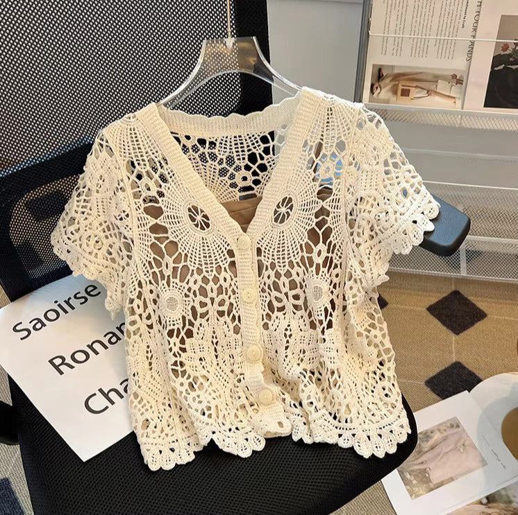 Vintage Bloom Crochet Lace Top