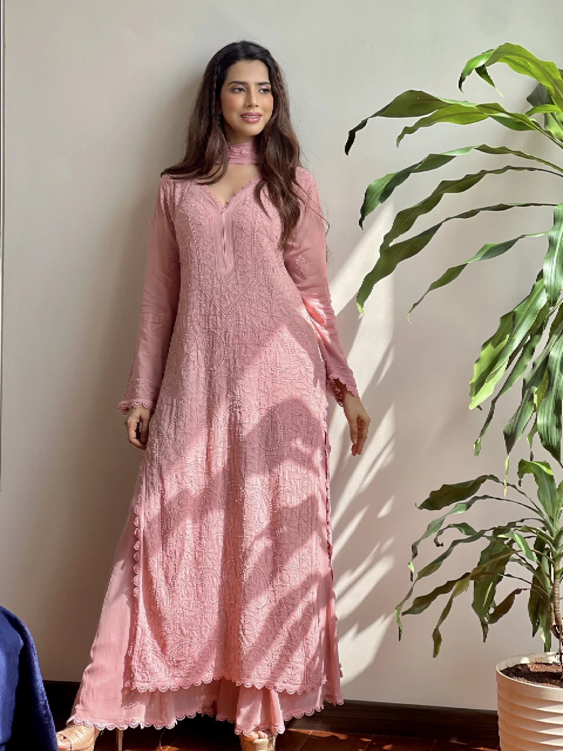 Blush Elegance Chikankari Kurta Set of 3