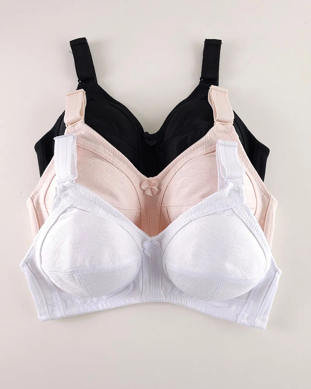 Premium Women’s Seamless Padded Cups Wireless Bra (Black, Light Blue & Beige)
