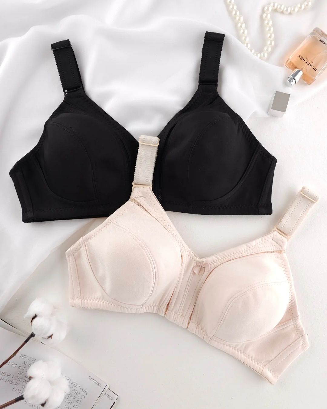Luxurious Women’s Seamless Padded Cups Wireless Bra (Beige & Black) Pack of-2