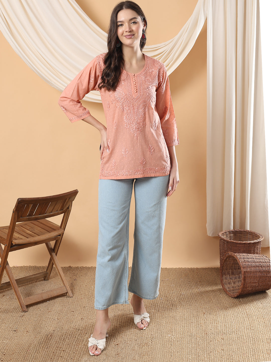 Noor Ethnic Charm Chikankari Short Kurti