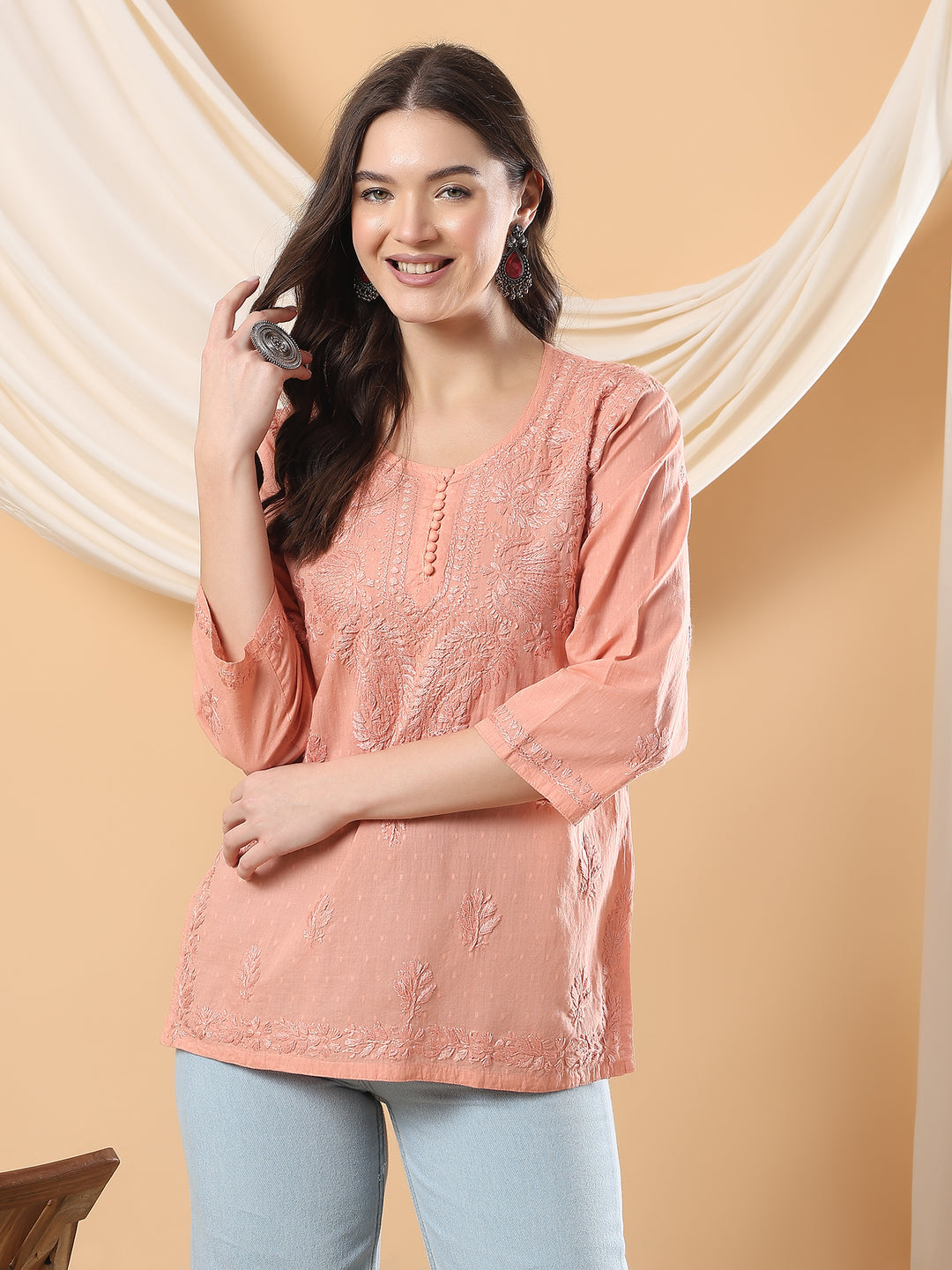 Noor Ethnic Charm Chikankari Short Kurti