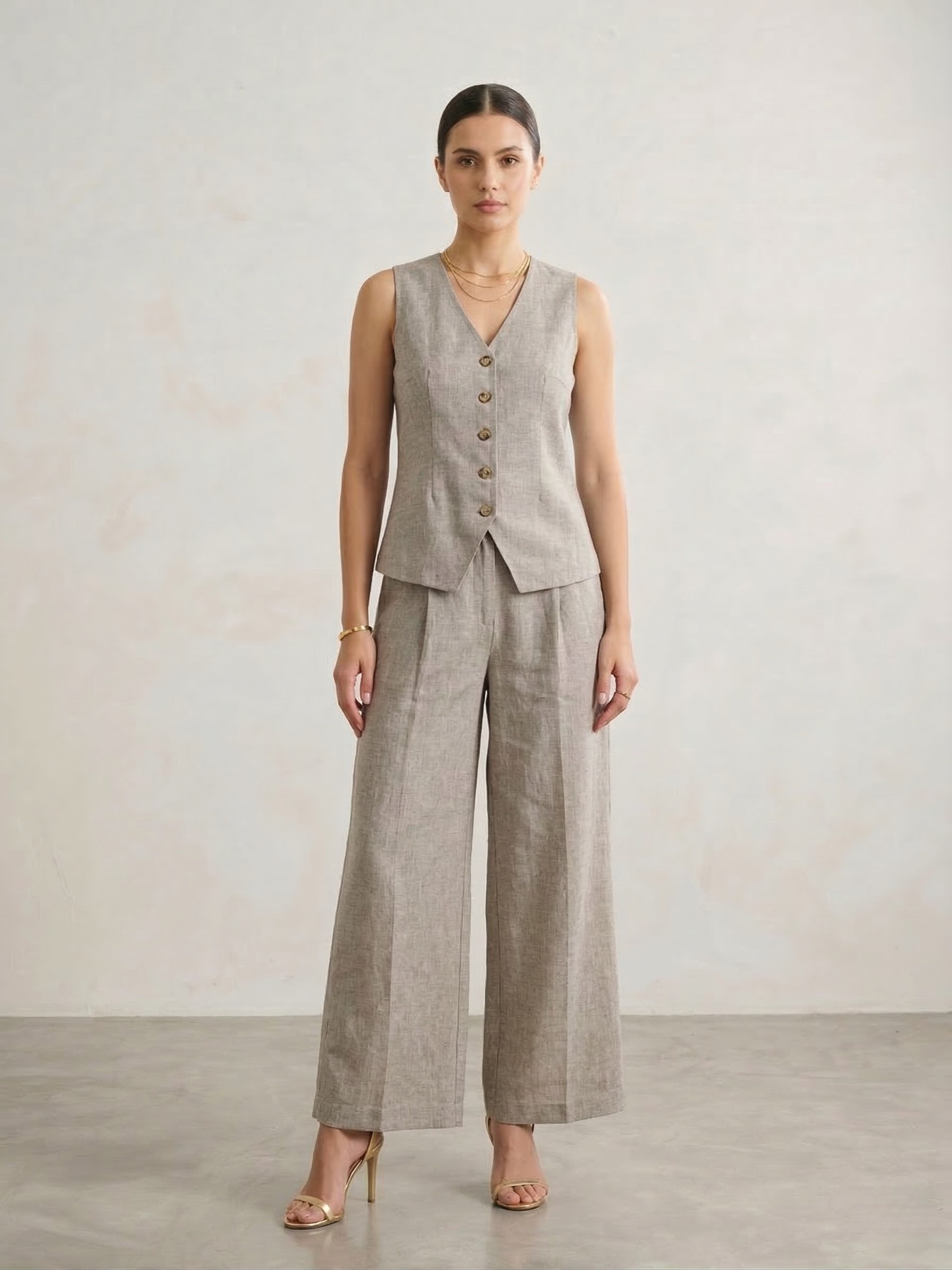 Linen Waistcoat & Trousers Co-ord Set