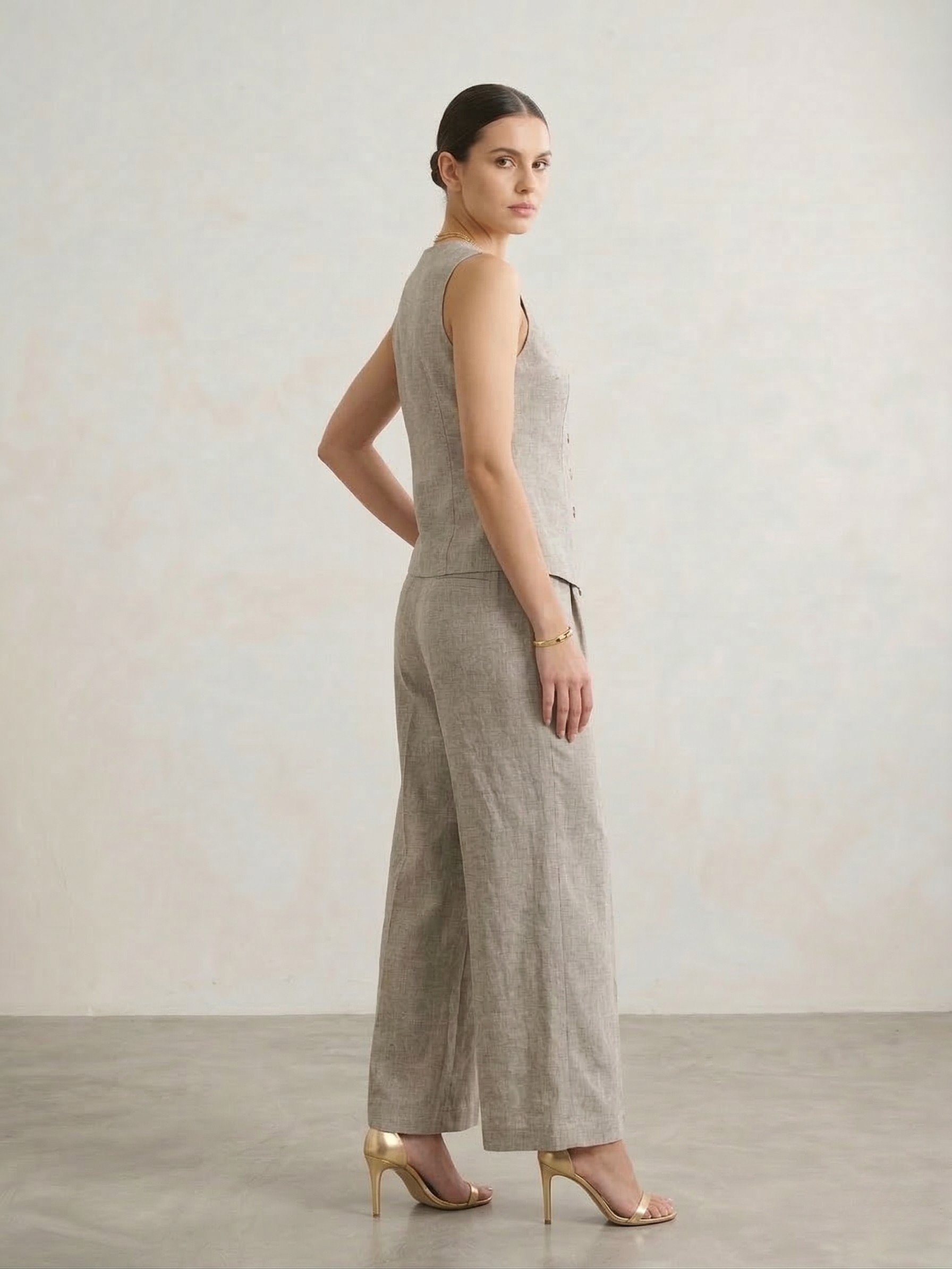 Linen Waistcoat & Trousers Co-ord Set
