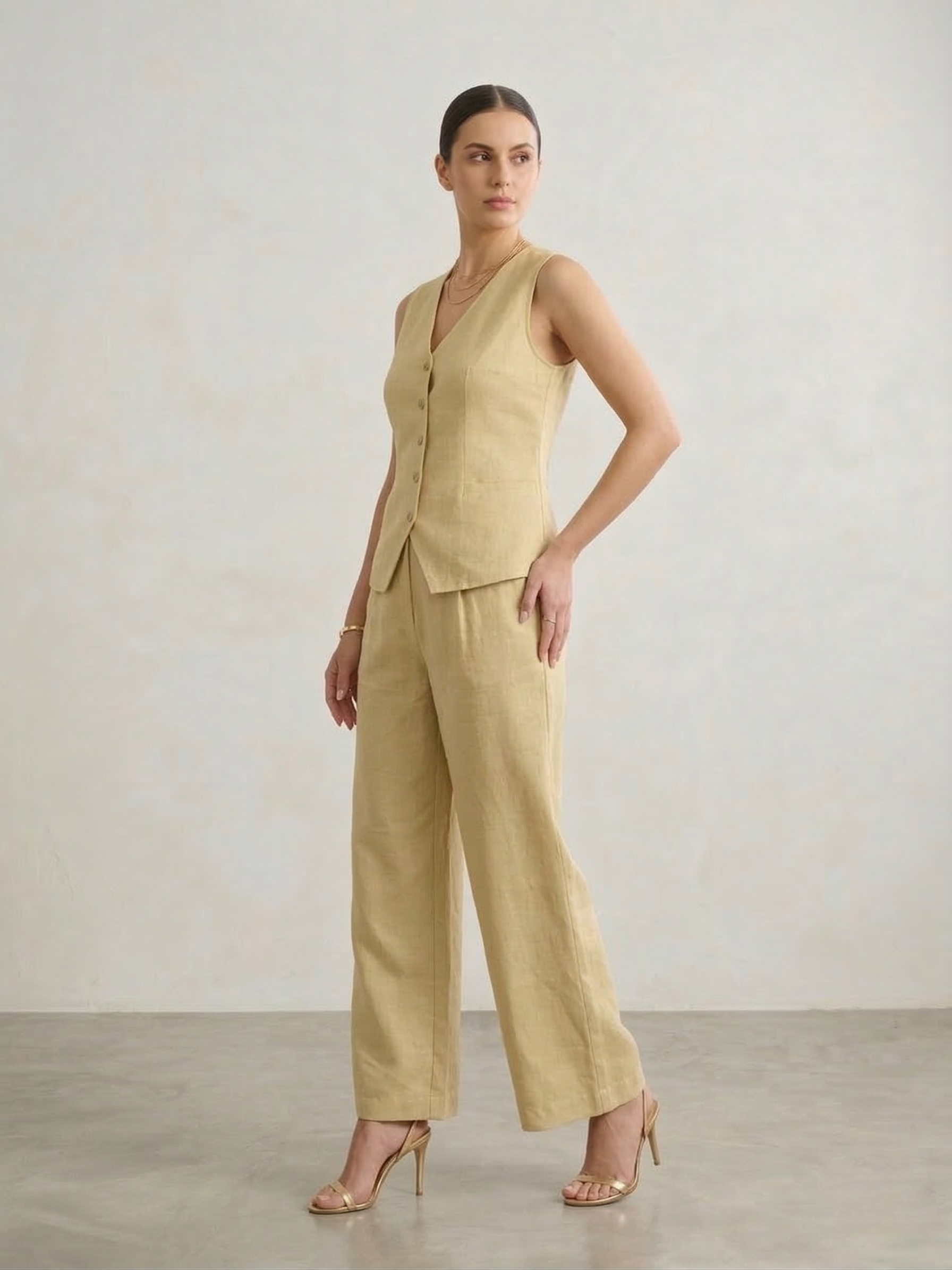 Linen Waistcoat & Trousers Co-ord Set